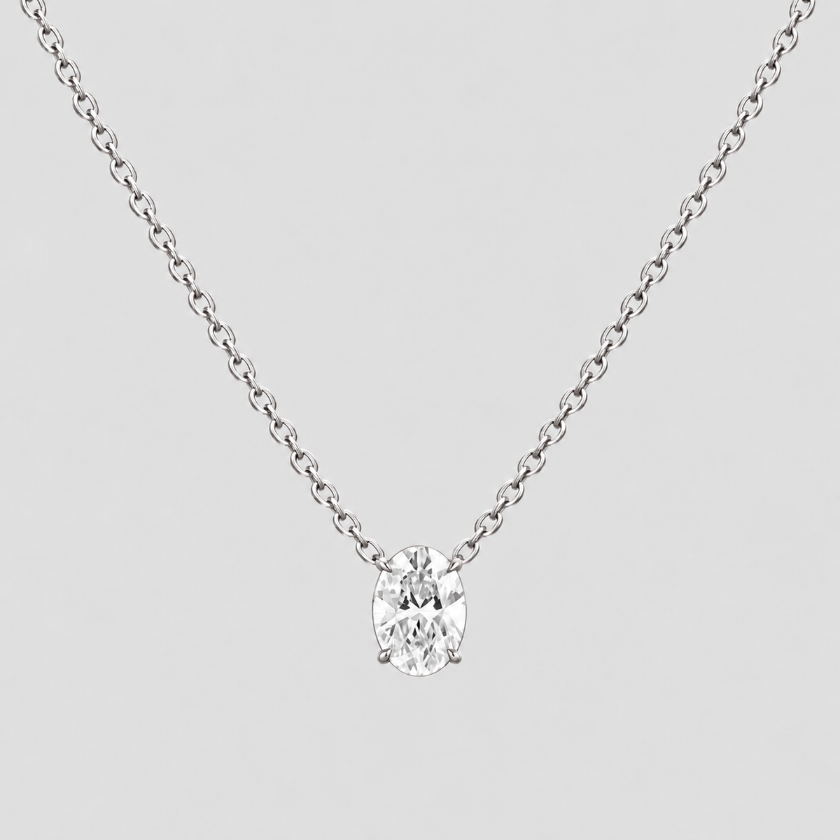 1.50 Ct. Lab Grown Diamond Oval Cut Solitaire Pendant Necklace (VS-EF)