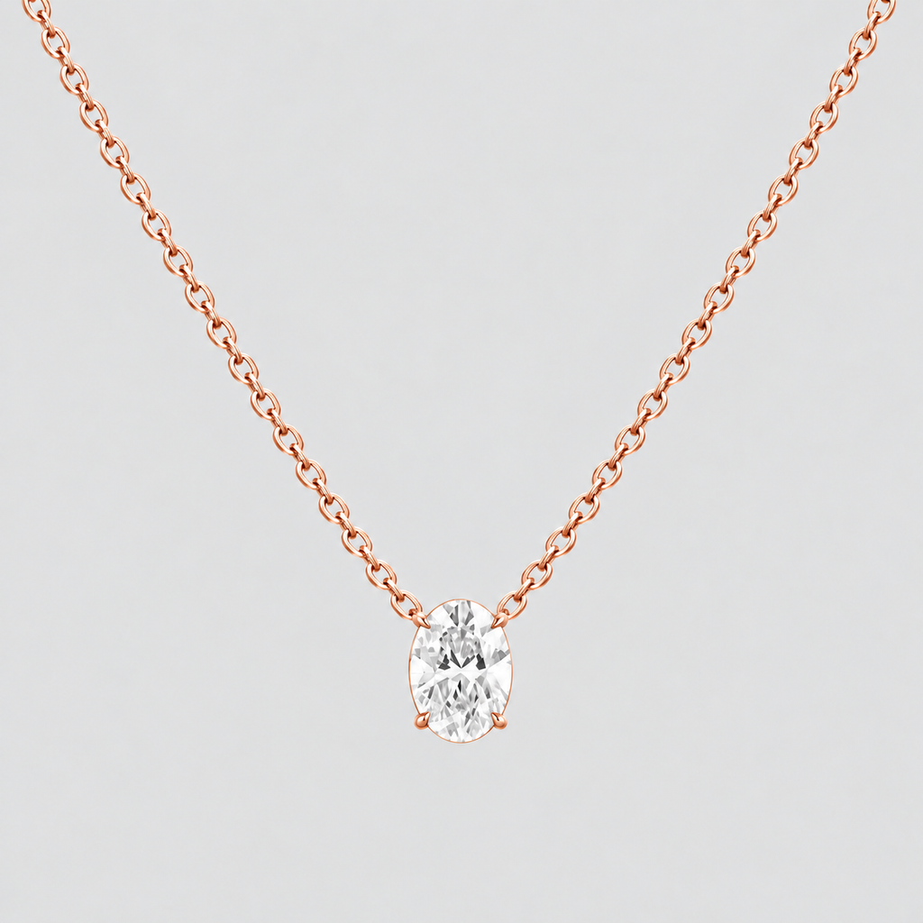 1.50 Ct. Lab Grown Diamond Oval Cut Solitaire Pendant Necklace (VS-EF)