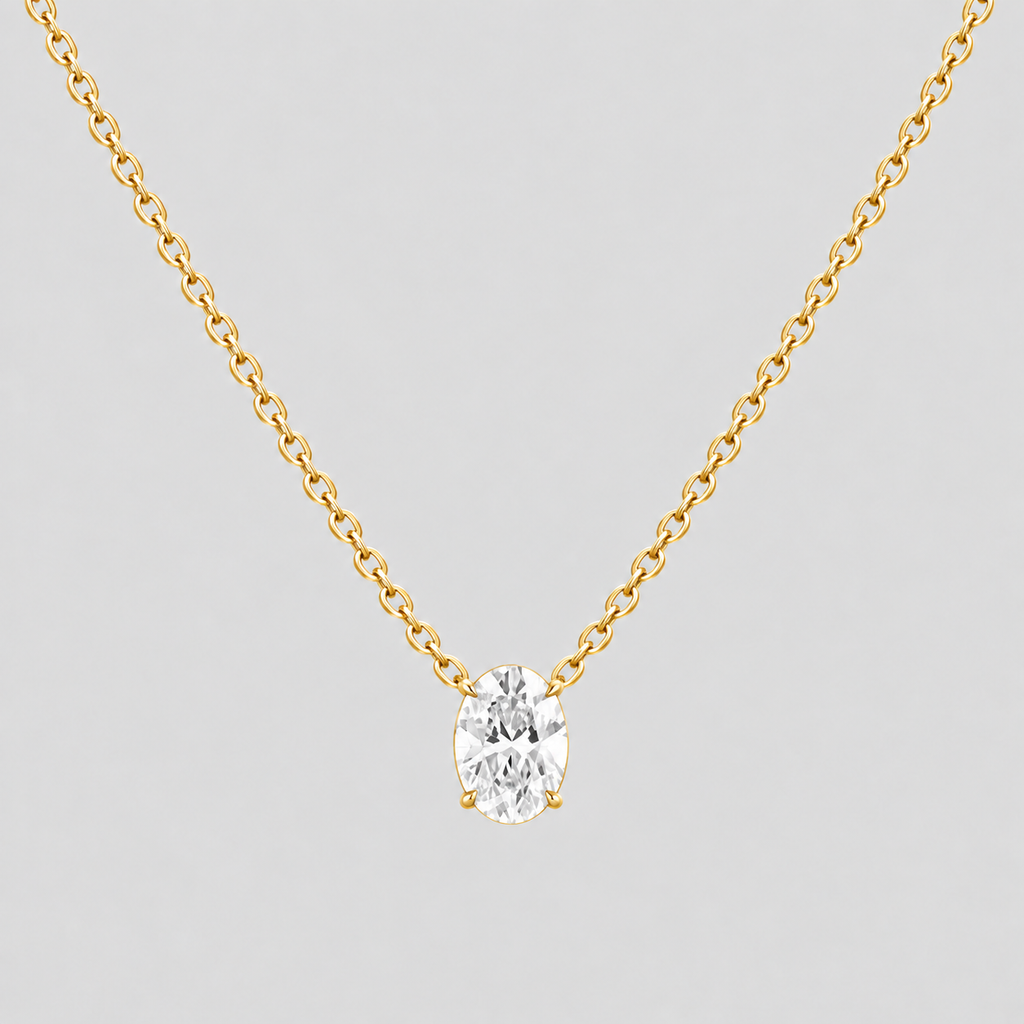 1.50 Ct. Lab Grown Diamond Oval Cut Solitaire Pendant Necklace (VS-EF)