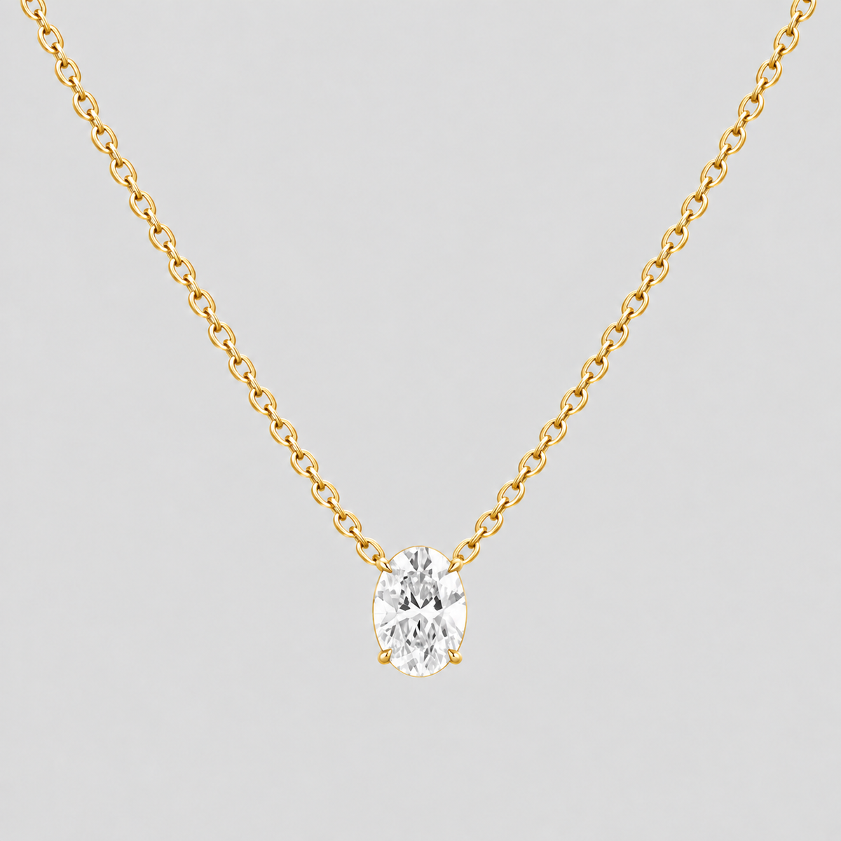 1.50 Ct. Lab Grown Diamond Oval Cut Solitaire Pendant Necklace (VS-EF)