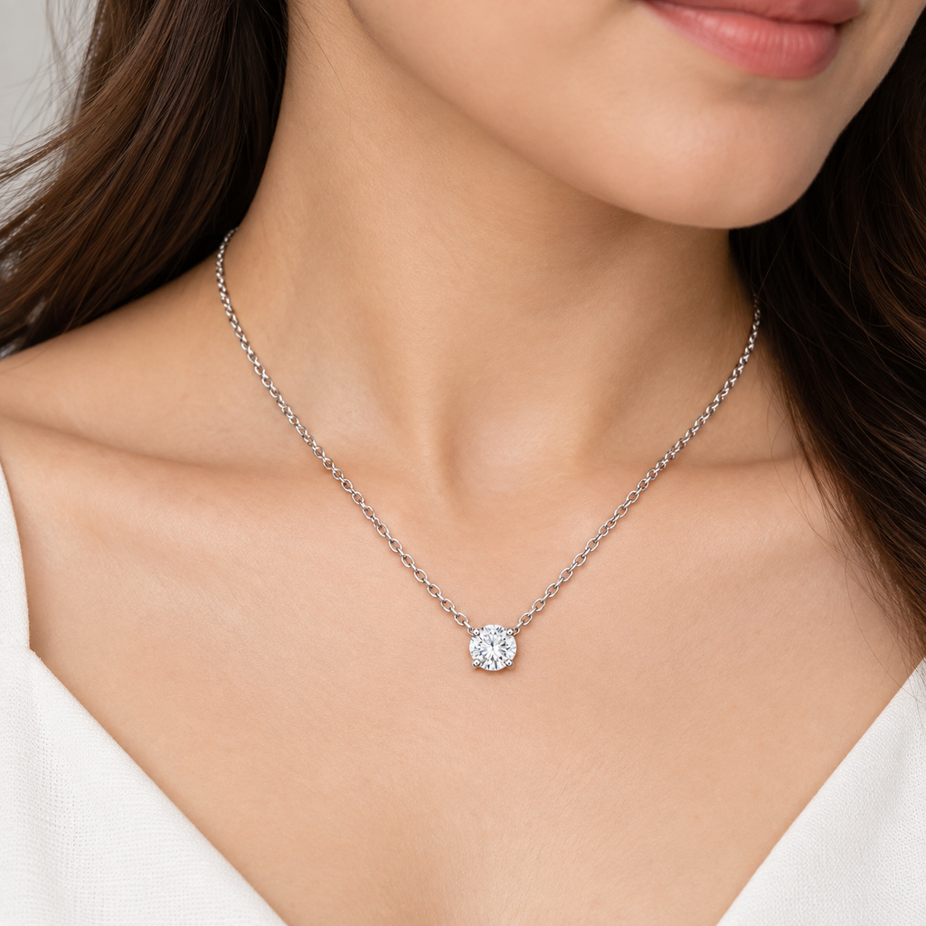 2 Ct. Lab Grown Diamond Round Solitaire Pendant Necklace (VS-EF)