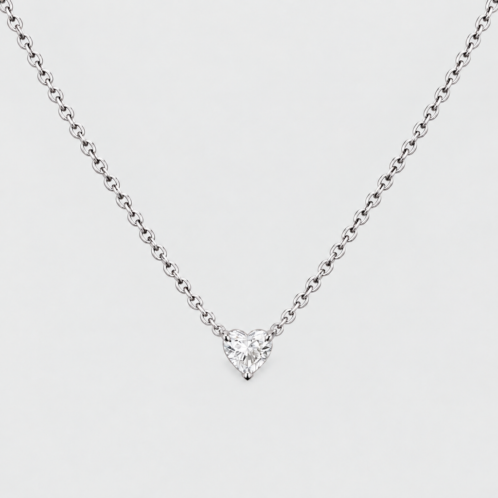 1 Ct. Lab Grown Diamond Heart Cut Solitaire Pendant Necklace (VS-EF)