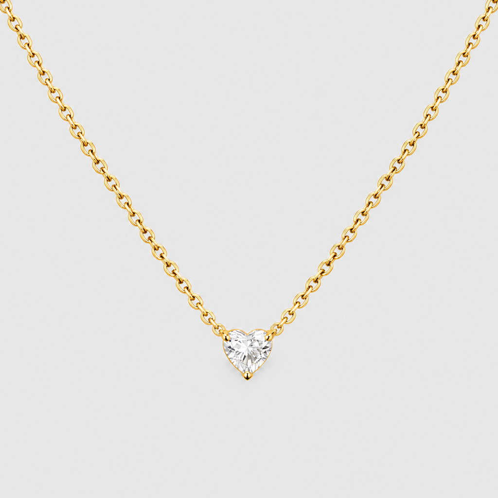 1 Ct. Lab Grown Diamond Heart Cut Solitaire Pendant Necklace (VS-EF)
