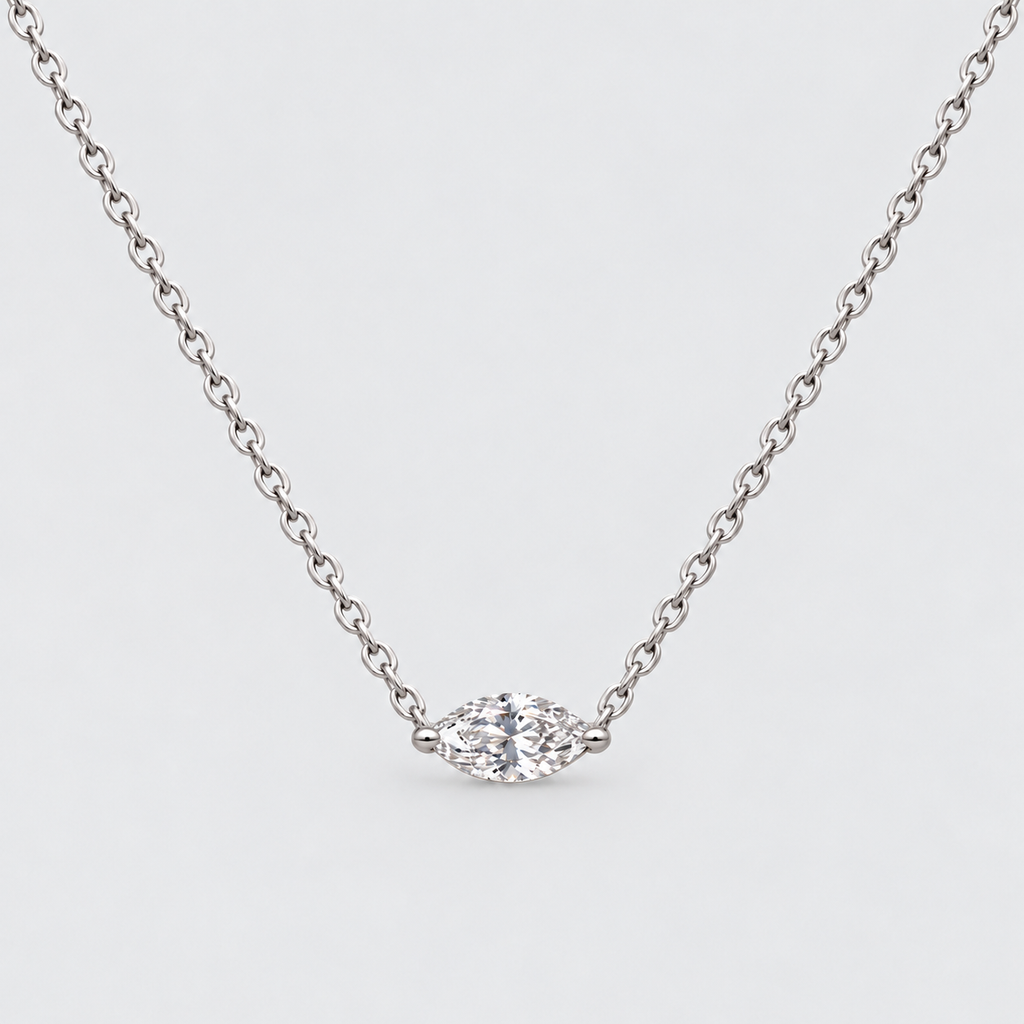 1 Ct. Lab Grown Diamond Marquise Solitaire Pendant Necklace (VS-EF)