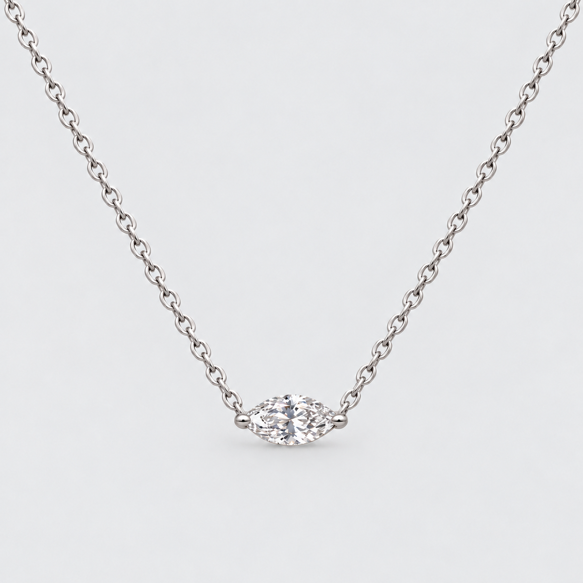 1 Ct. Lab Grown Diamond Marquise Solitaire Pendant Necklace (VS-EF)