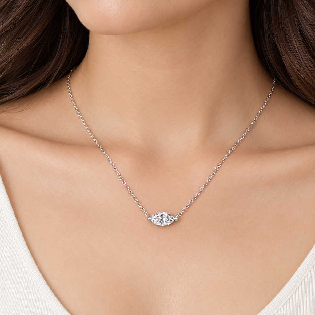 1 Ct. Lab Grown Diamond Marquise Solitaire Pendant Necklace (VS-EF)