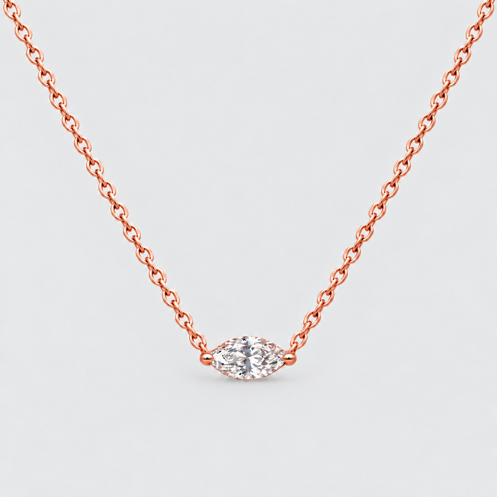 1 Ct. Lab Grown Diamond Marquise Solitaire Pendant Necklace (VS-EF)