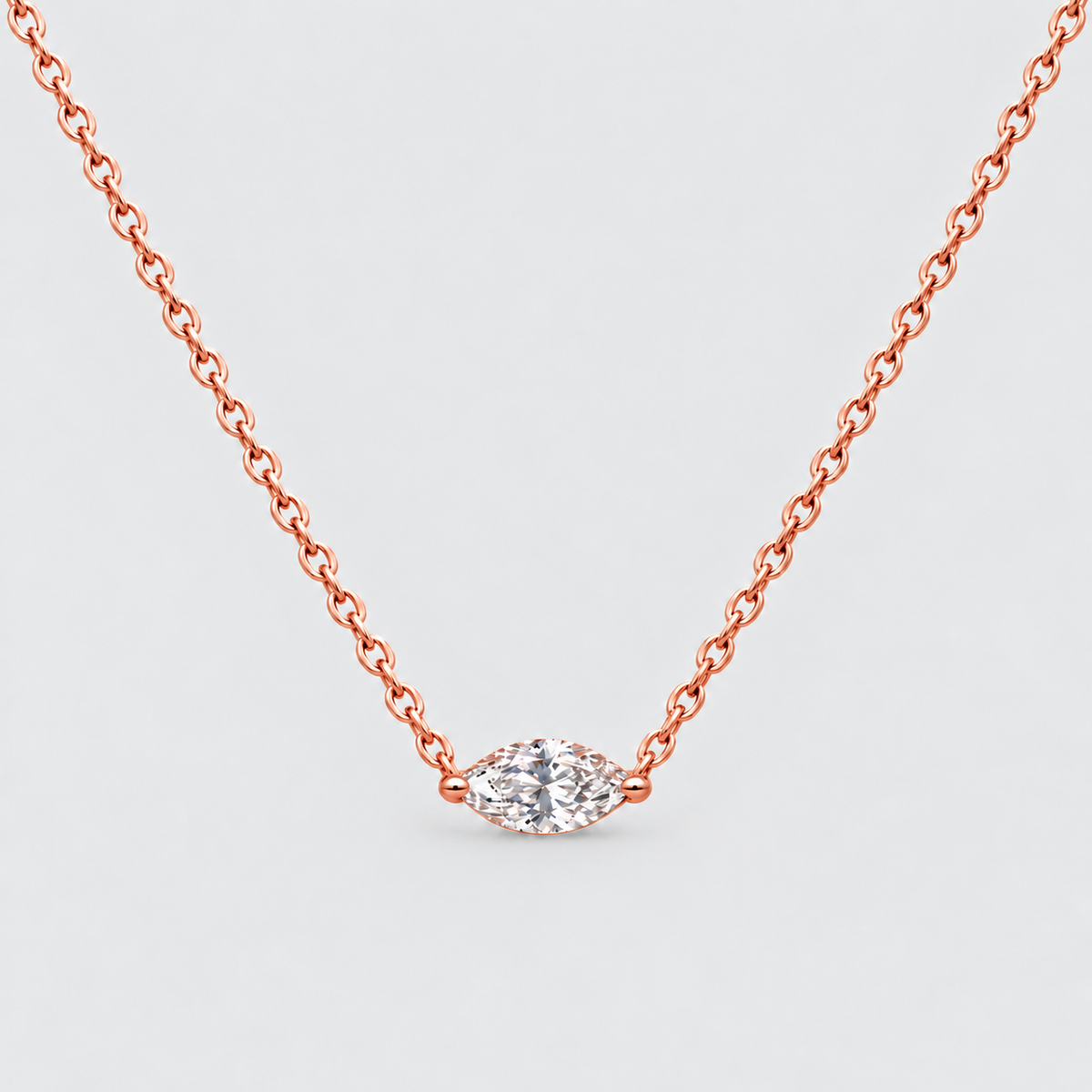 1 Ct. Lab Grown Diamond Marquise Solitaire Pendant Necklace (VS-EF)