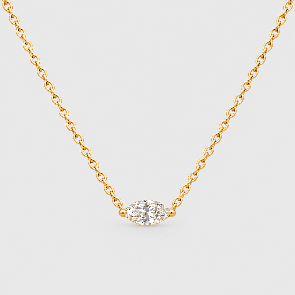 1 Ct. Lab Grown Diamond Marquise Solitaire Pendant Necklace (VS-EF)