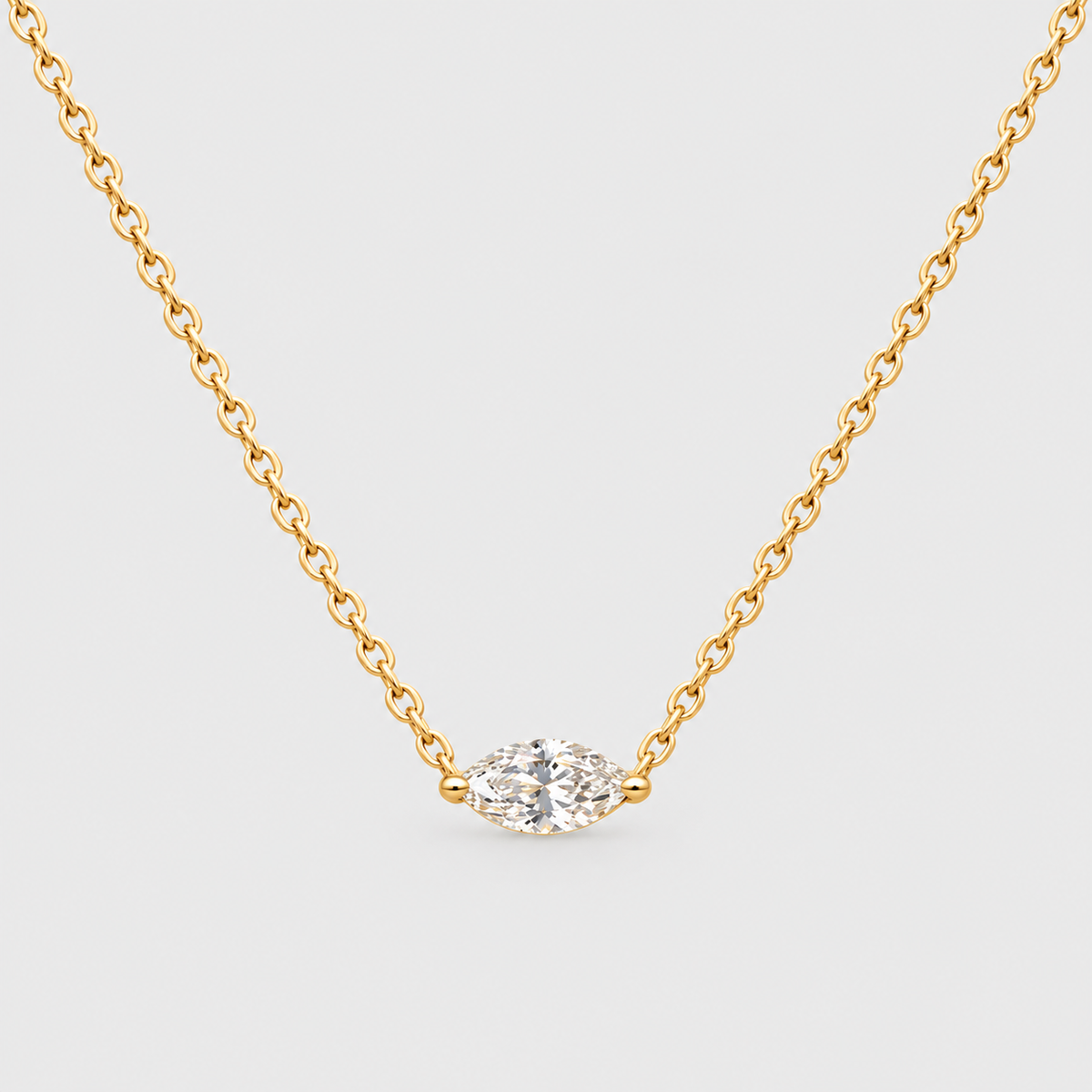 1 Ct. Lab Grown Diamond Marquise Solitaire Pendant Necklace (VS-EF)