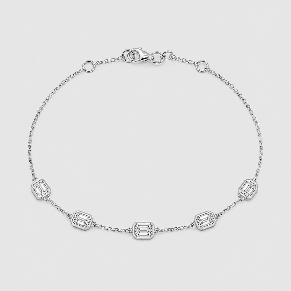 Lab Grown Diamond Emerald Cut Station Bracelet 0.60 Ct. (EF-VS)