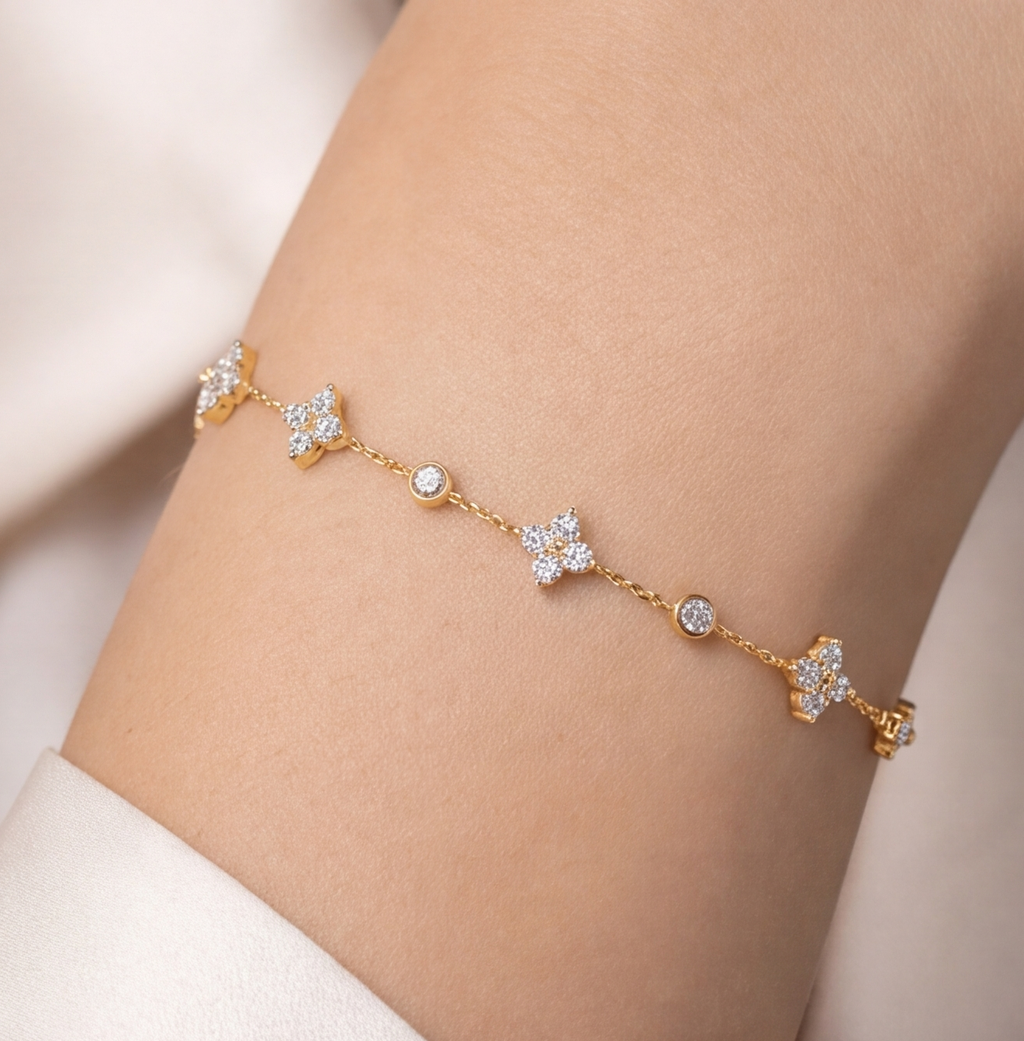 2.10 Ct. Lab Grown Diamond Round Cut Station Bracelet (EF-VS)