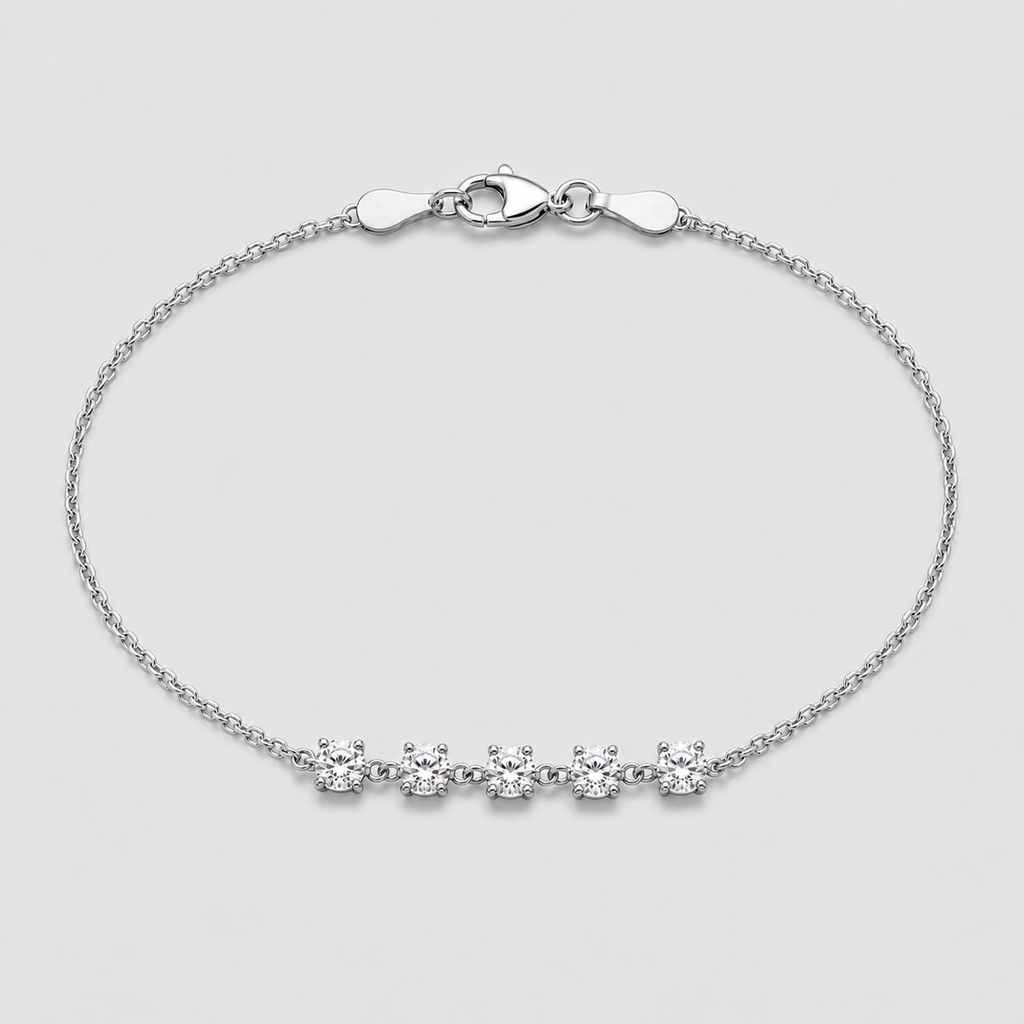 Round Cut Lab Grown Diamond Station Bracelet 0.15 Ct. (EF-VS)