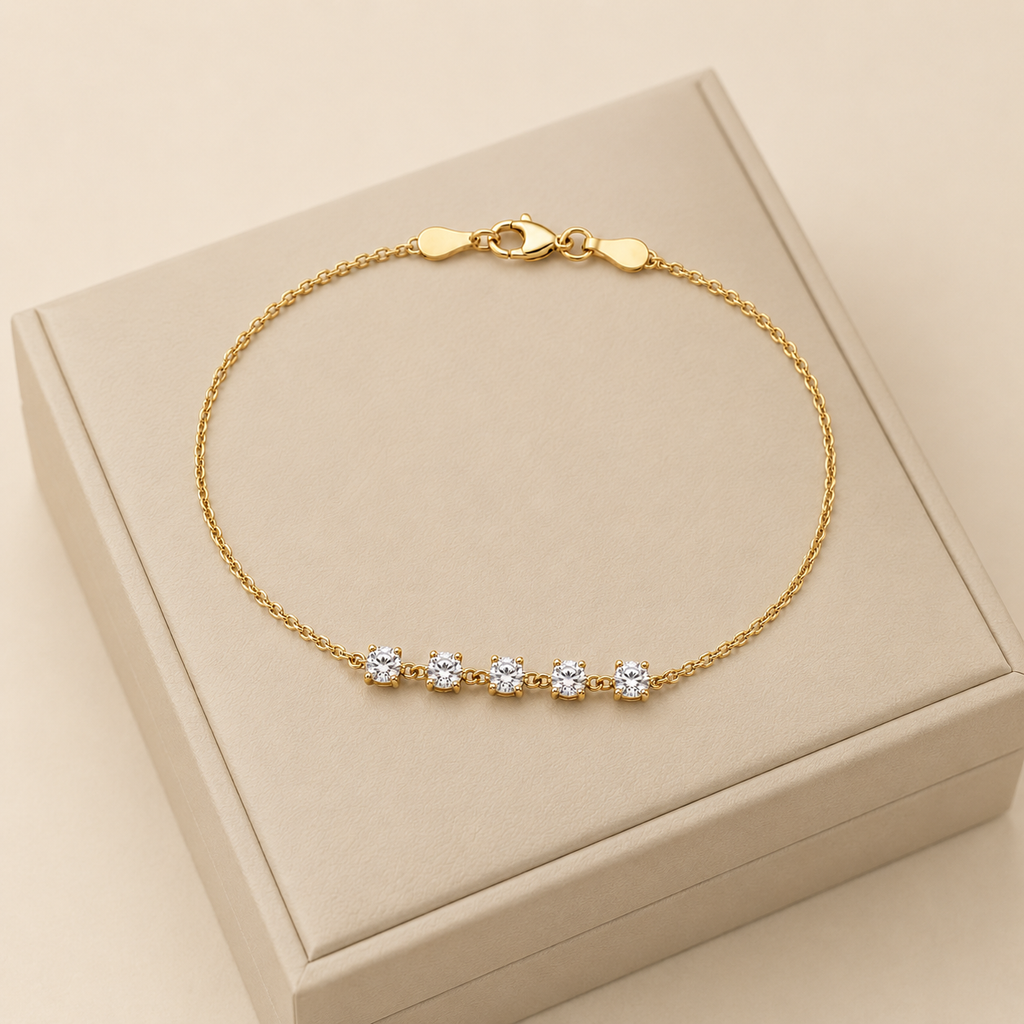 Round Cut Lab Grown Diamond Station Bracelet 0.15 Ct. (EF-VS)