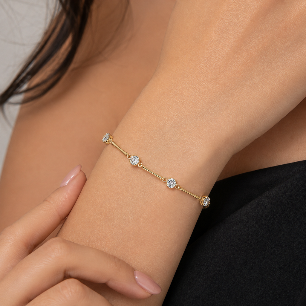 Lab Grown Diamond Station Round-Cut Bracelet 0.85 Ct. (EF-VS SI)