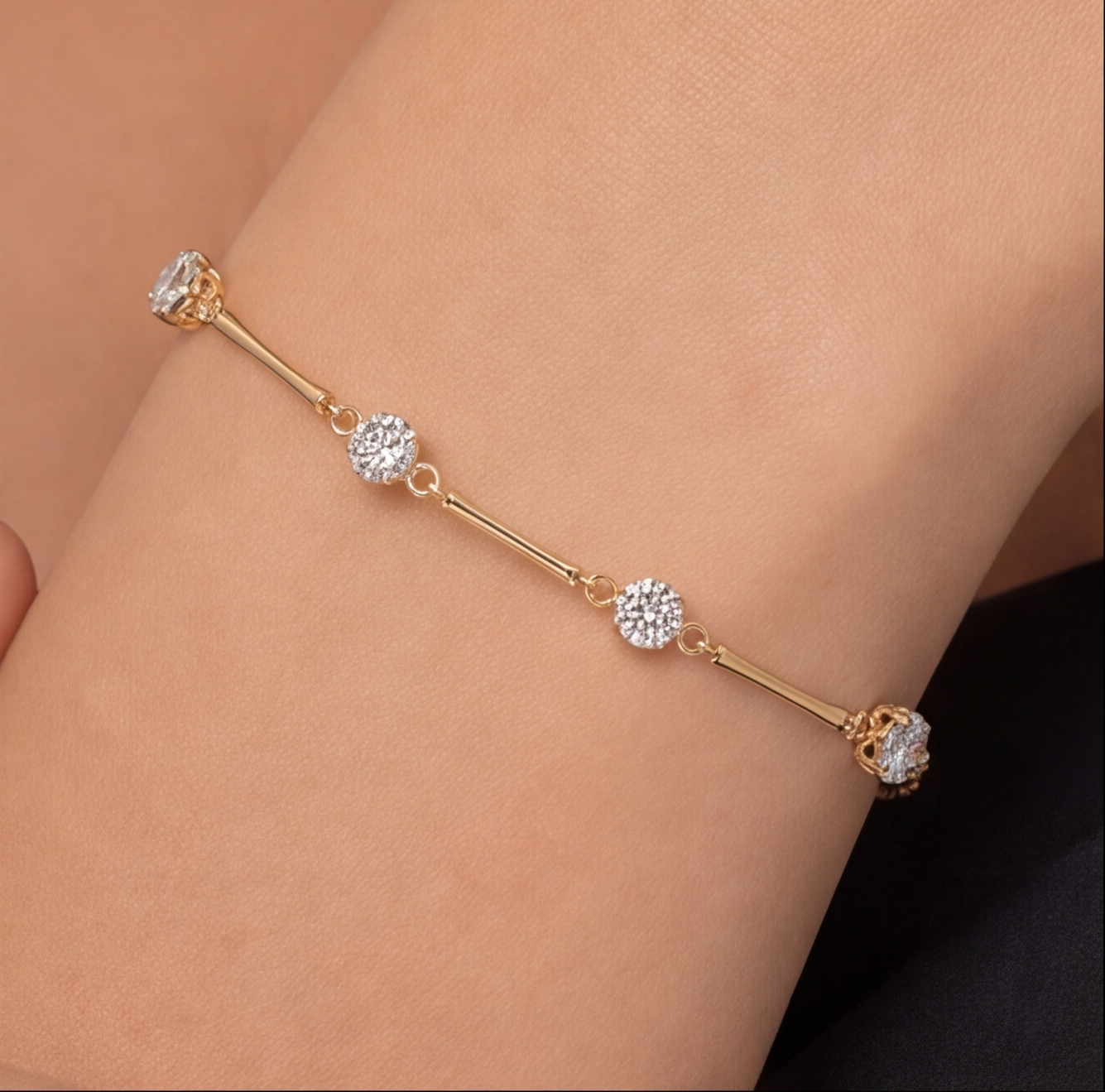 Lab Grown Diamond Station Round-Cut Bracelet 0.85 Ct. (EF-VS SI)