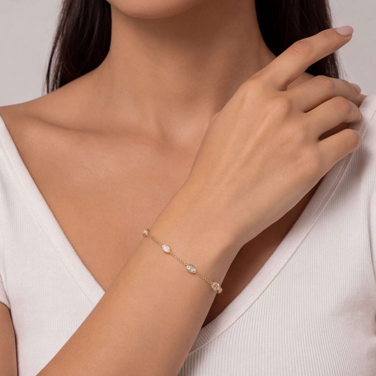 Lab Grown Diamond Marquise Cut Station Bracelet 0.50 Ct. (EF-VS SI)