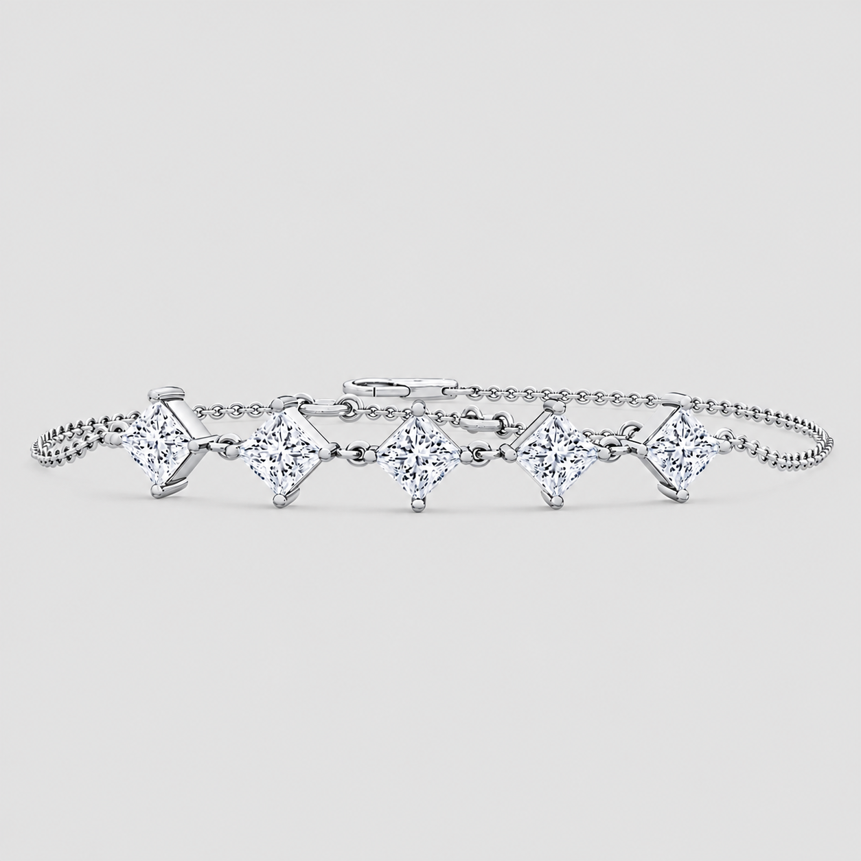 1.45 Ct Princess Cut Lab Grown Diamond Station Bracelet (EF-VS SI)