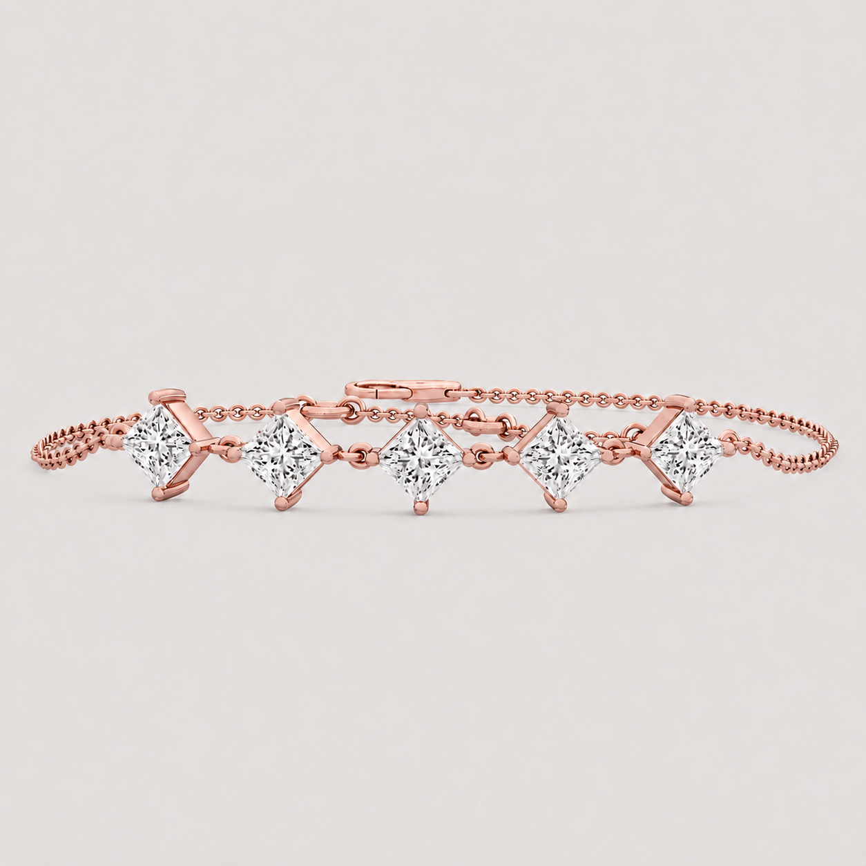 1.45 Ct Princess Cut Lab Grown Diamond Station Bracelet (EF-VS SI)