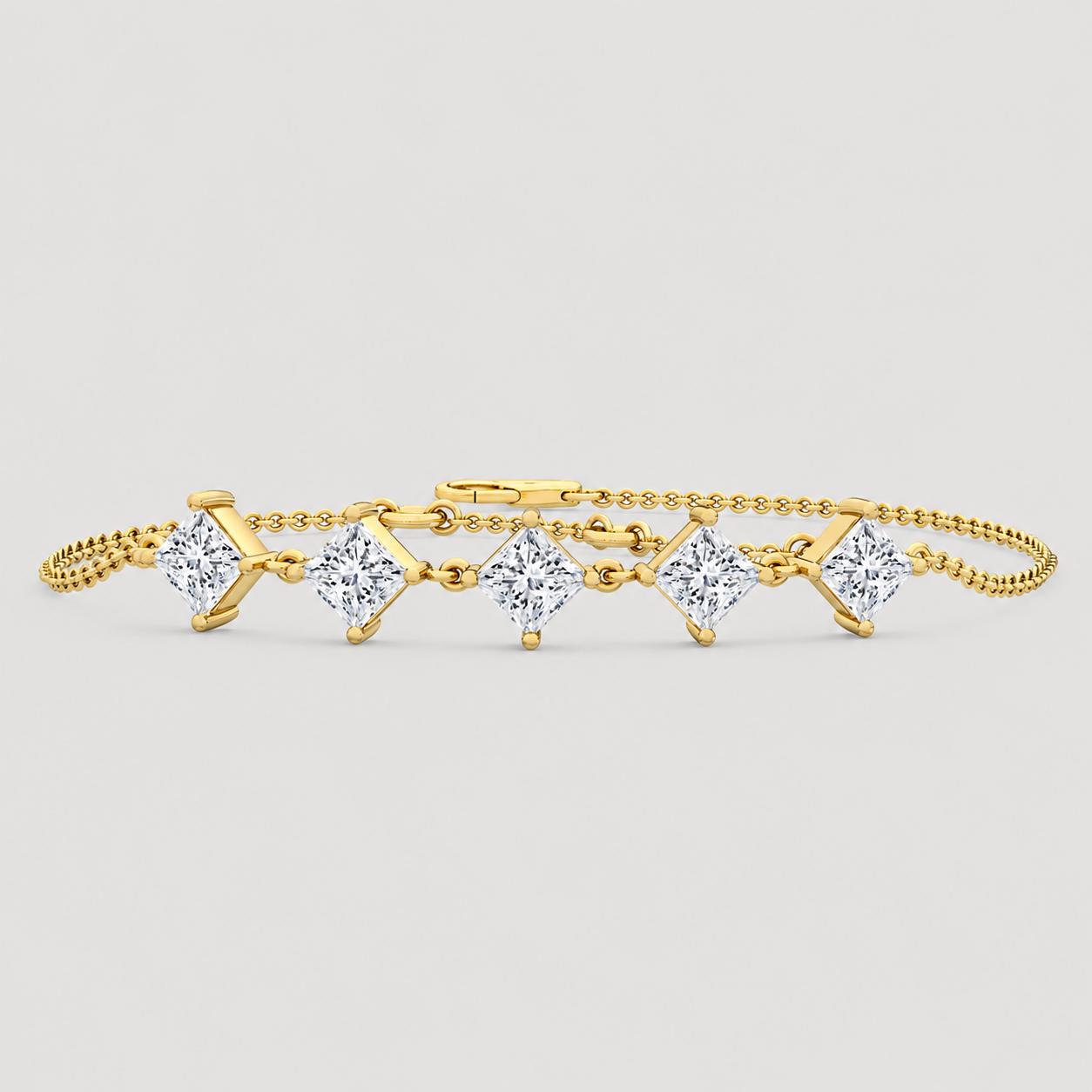 1.45 Ct Princess Cut Lab Grown Diamond Station Bracelet (EF-VS SI)