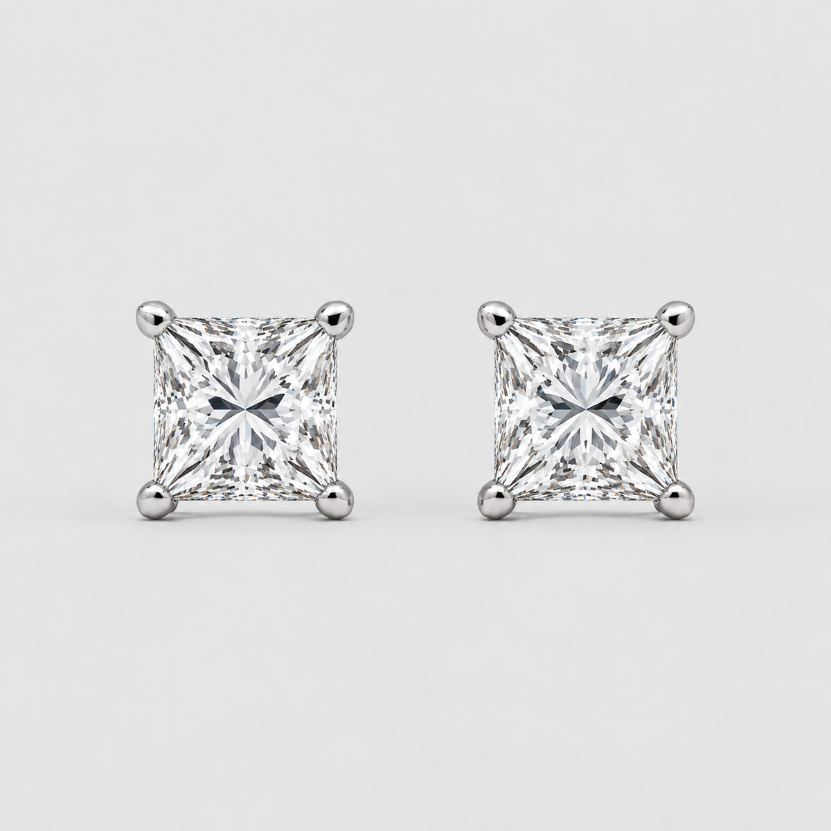 1 Ct. Princess Cut Lab Grown Diamond Stud Earrings (EF/VVS-VS)