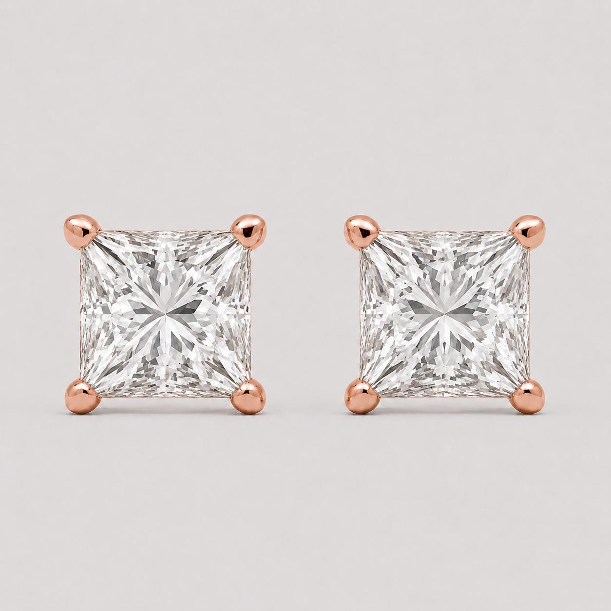 1 Ct. Princess Cut Lab Grown Diamond Stud Earrings (VS-EF)