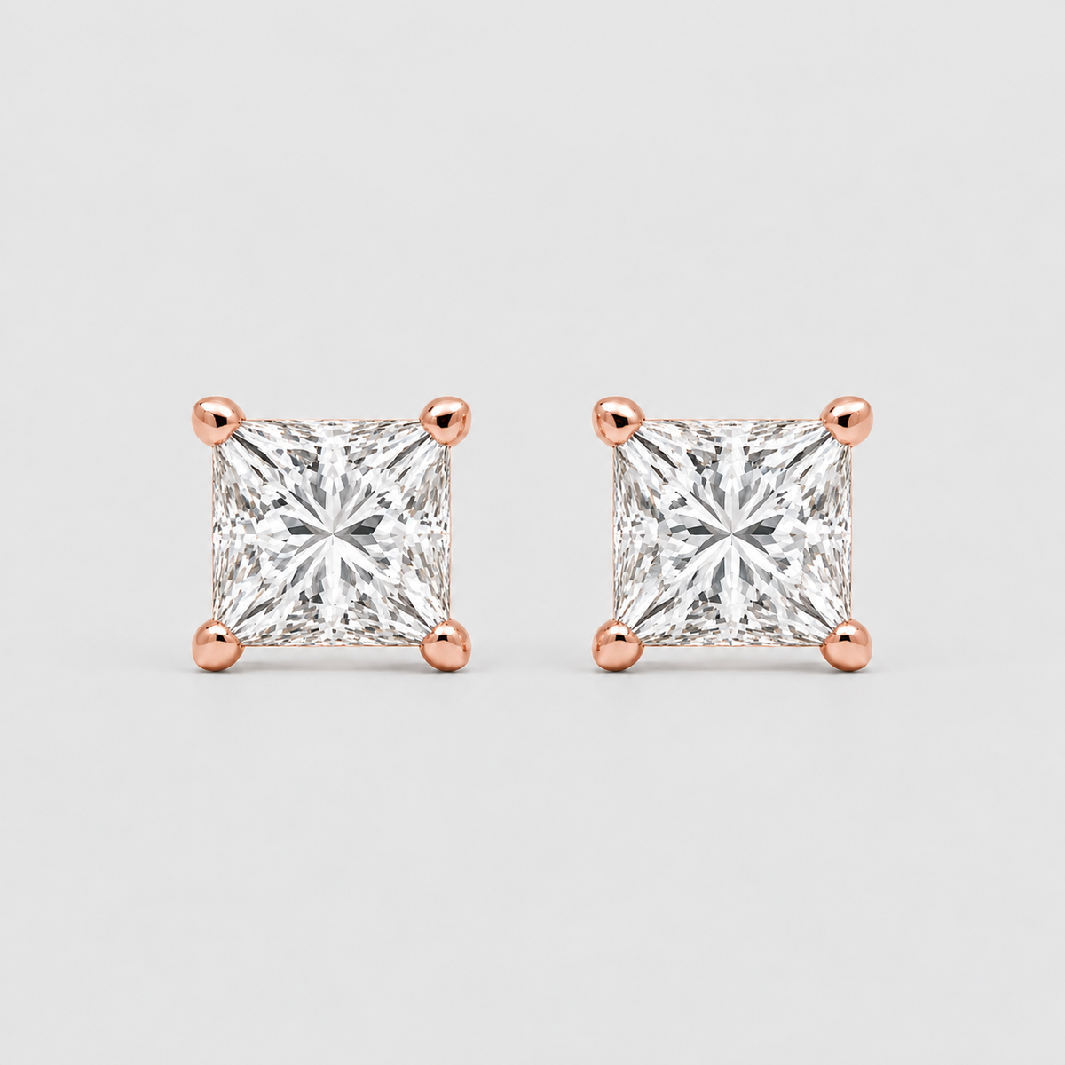 1 Ct. Princess Cut Lab Grown Diamond Stud Earrings (EF/VVS-VS)