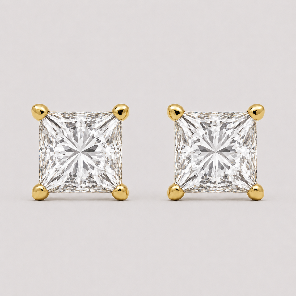 1 Ct. Princess Cut Lab Grown Diamond Stud Earrings (VS-EF)