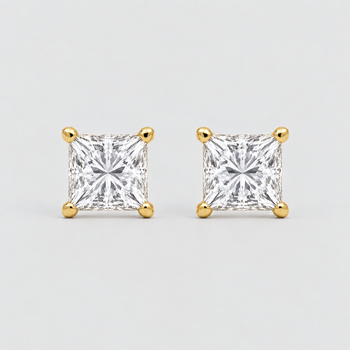 1 Ct. Princess Cut Lab Grown Diamond Stud Earrings (EF/VVS-VS)
