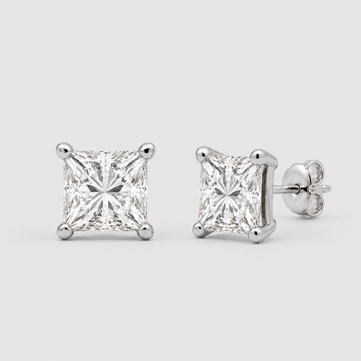 1 Ct. Princess Cut Lab Grown Diamond Stud Earrings (EF/VVS-VS)