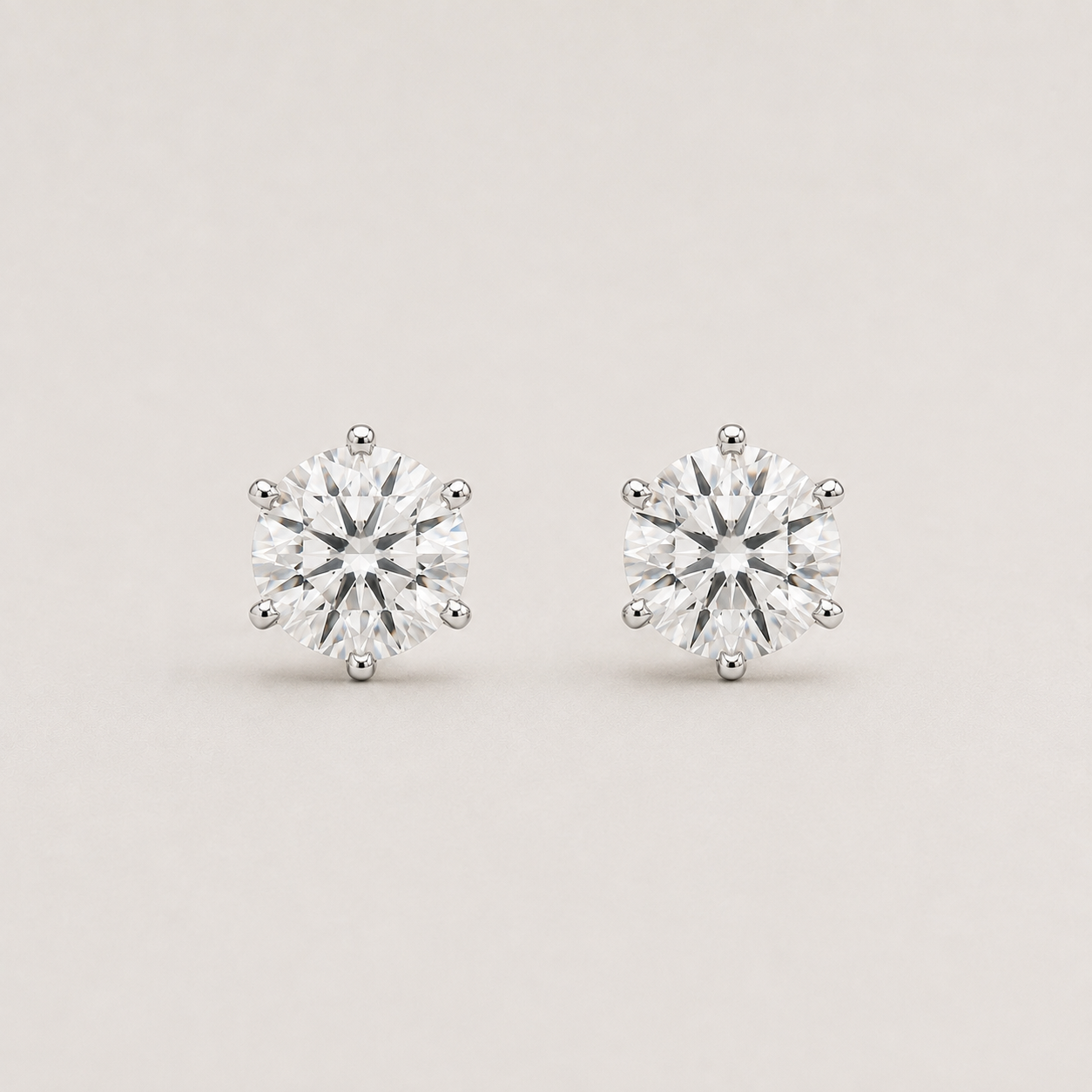 1 Ct. Lab Grown Diamond Round Cut 6 Prong Stud Earrings (VS-EF)
