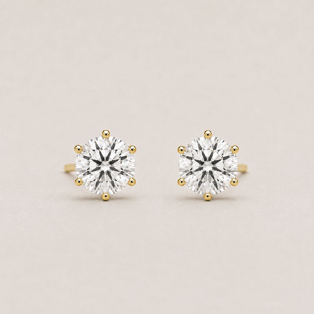 1 Ct. Lab Grown Diamond Round Cut 6 Prong Stud Earrings (VS-EF)