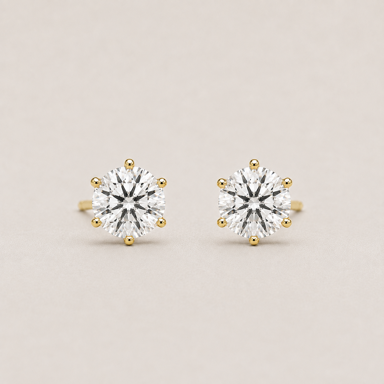 1 Ct. Lab Grown Diamond Round Cut 6 Prong Stud Earrings (VS-EF)