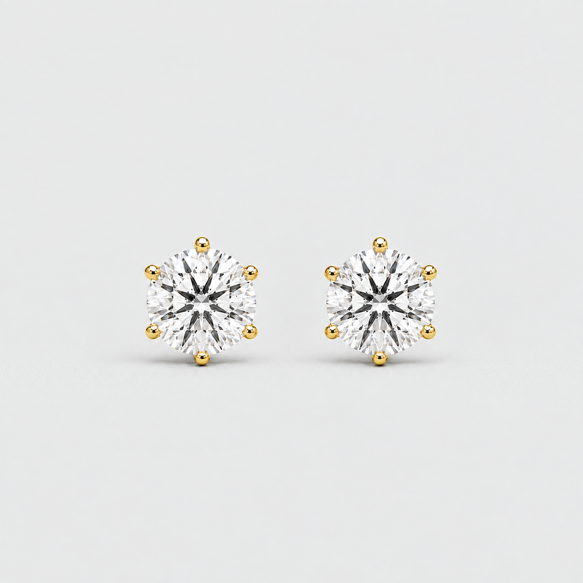 1 Ct. Lab Grown Diamond Round Cut 6 Prong Stud Earrings (EF/VVS-VS)