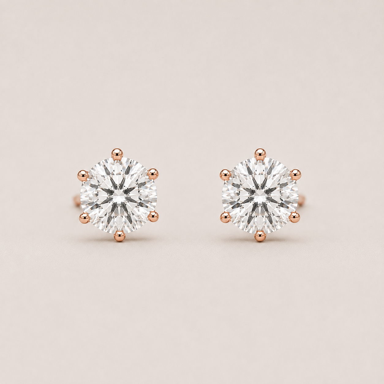 1 Ct. Lab Grown Diamond Round Cut 6 Prong Stud Earrings (VS-EF)