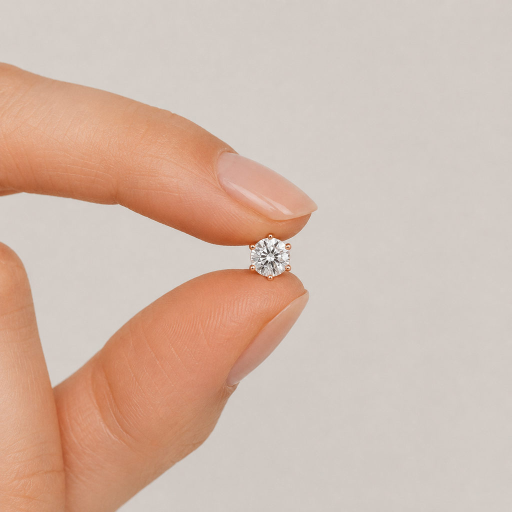 1 Ct. Lab Grown Diamond Round Cut 6 Prong Stud Earrings (VS-EF)