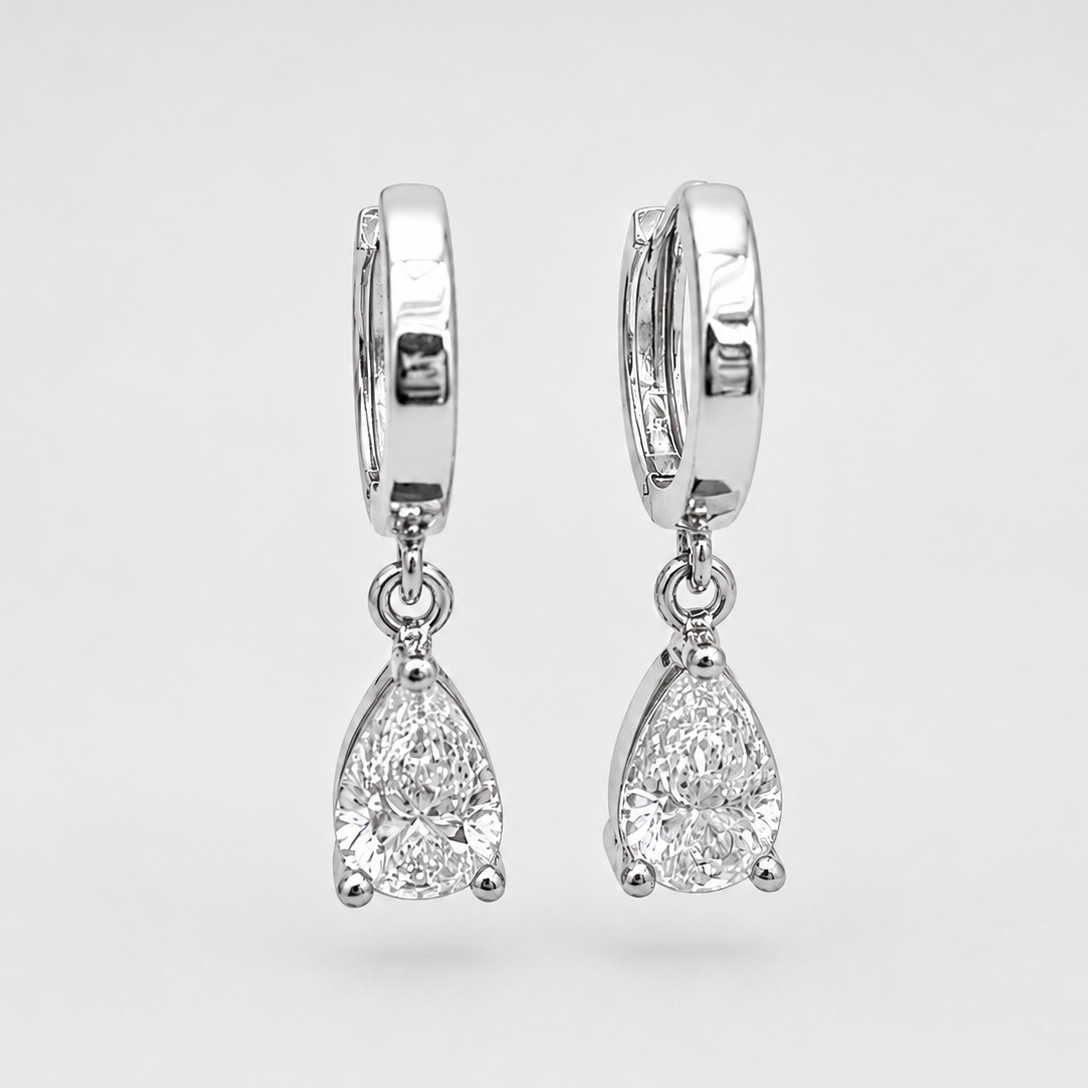 2 Ct. Lab Grown Diamond Pear Cut Dangle Earrings (VS-EF)