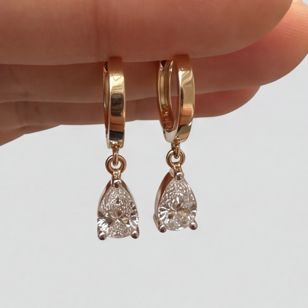 2 Ct. Lab Grown Diamond Pear Cut Dangle Earrings (VS-EF)