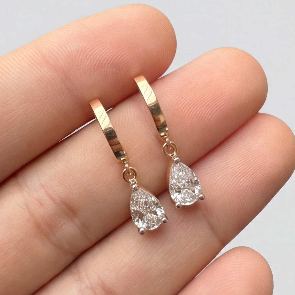 2 Ct. Lab Grown Diamond Pear Cut Dangle Earrings (VS-EF)