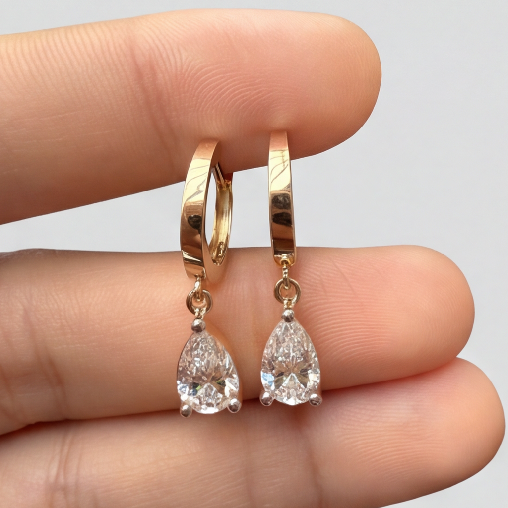 2 Ct. Lab Grown Diamond Pear Cut Dangle Earrings (VS-EF)