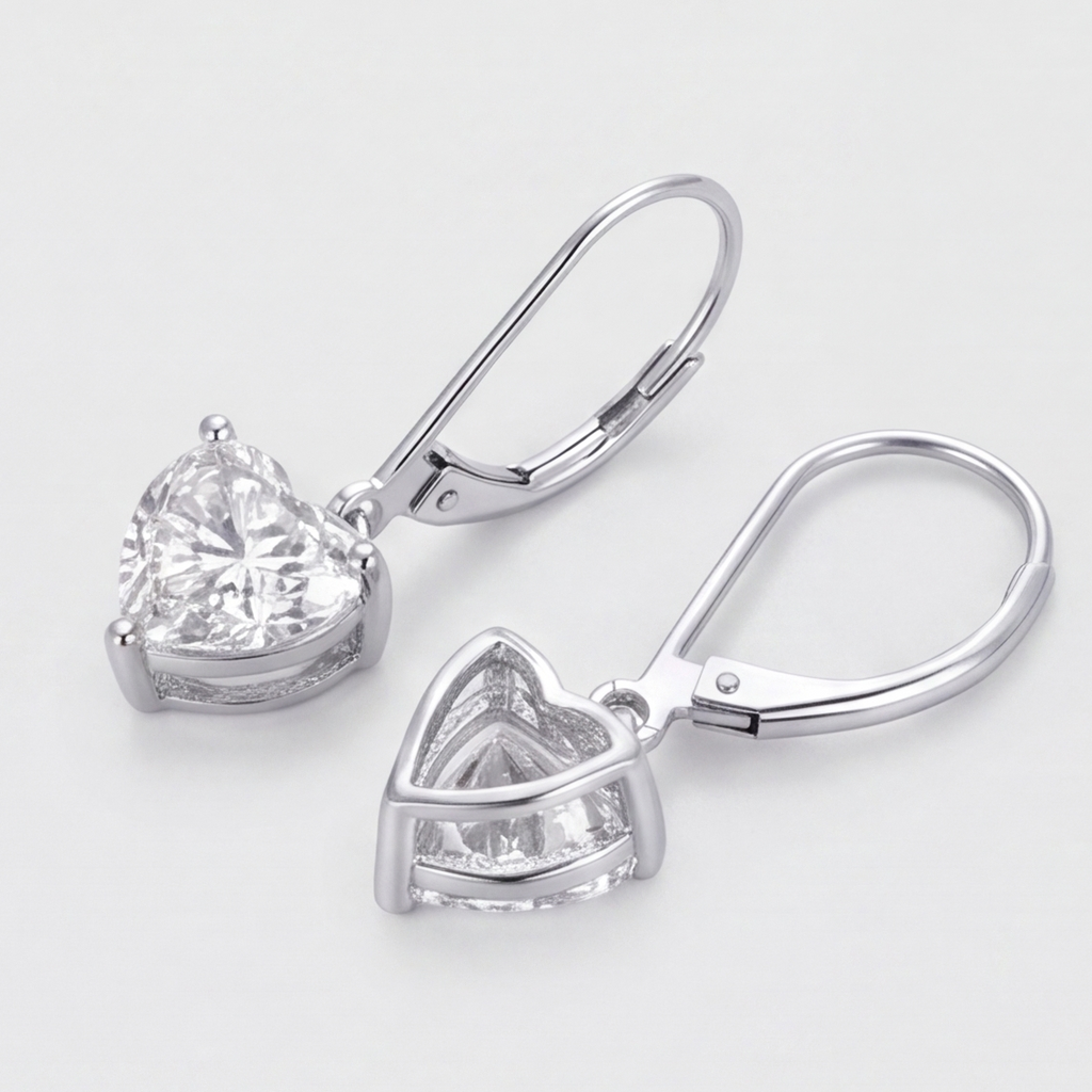 2 Ct. Lab Grown Diamond Heart Cut Drop Dangle Earrings (VS-EF)