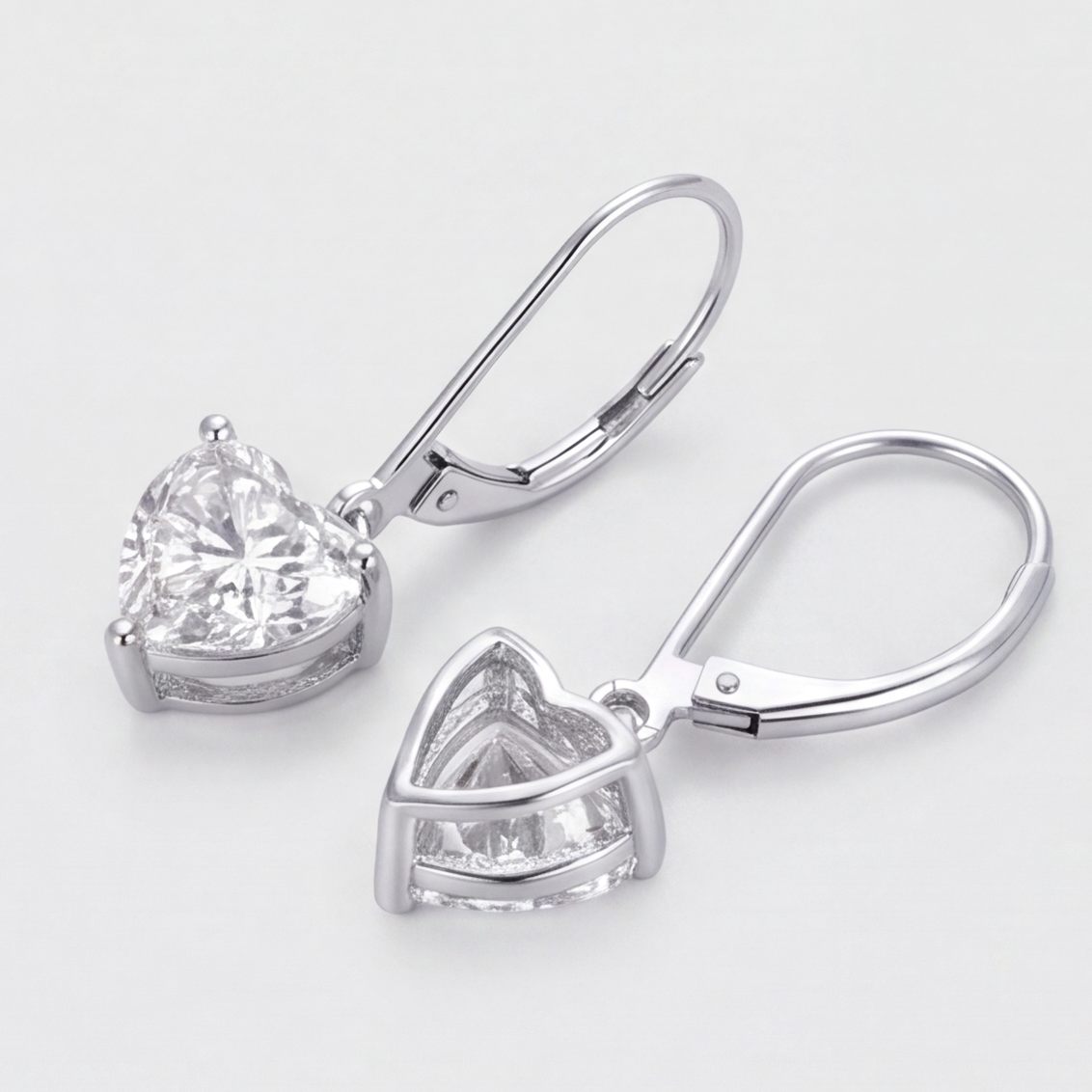 2 Ct. Lab Grown Diamond Heart Cut Drop Dangle Earrings (VS-EF)