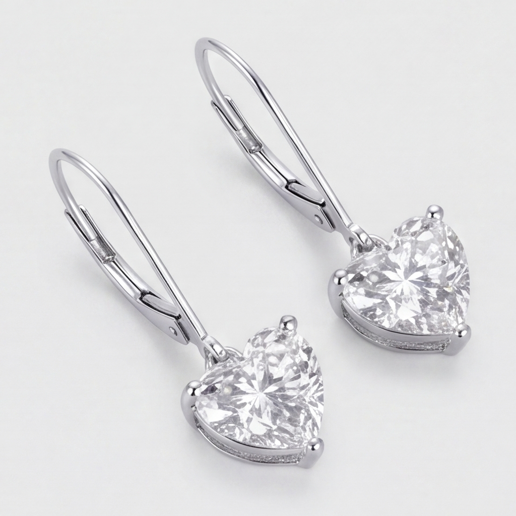 2 Ct. Lab Grown Diamond Heart Cut Drop Dangle Earrings (VS-EF)