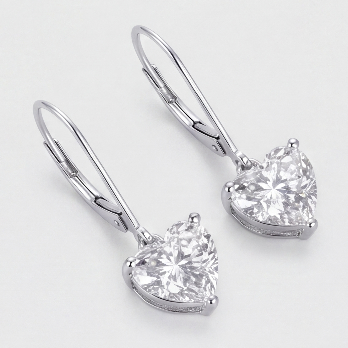 2 Ct. Lab Grown Diamond Heart Cut Drop Dangle Earrings (VS-EF)