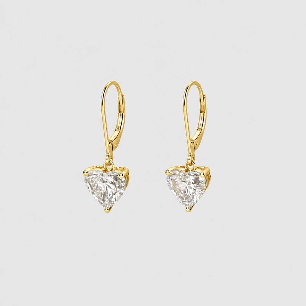 2 Ct. Lab Grown Diamond Heart Cut Drop Dangle Earrings (VS-EF)