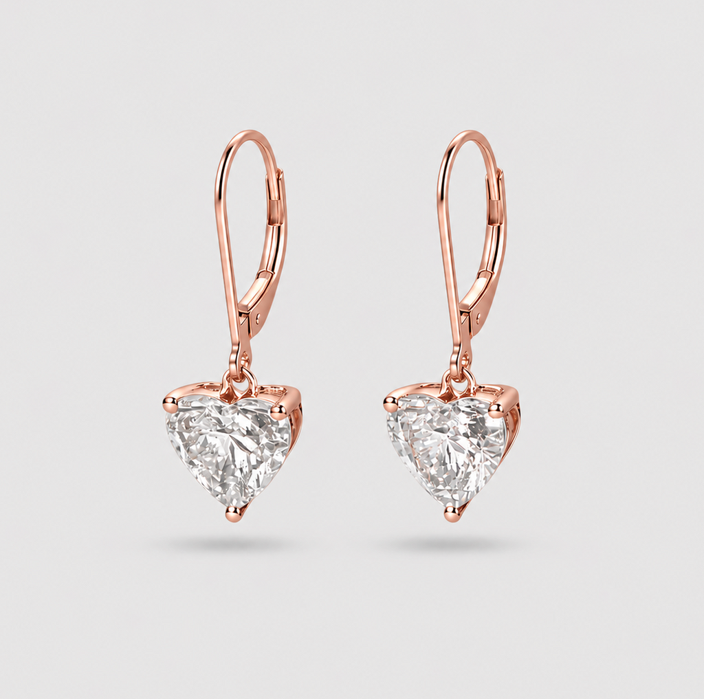 2 Ct. Lab Grown Diamond Heart Cut Drop Dangle Earrings (VS-EF)