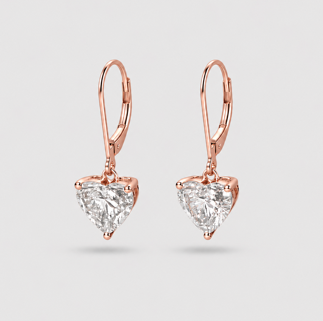 2 Ct. Lab Grown Diamond Heart Cut Drop Dangle Earrings (VS-EF)