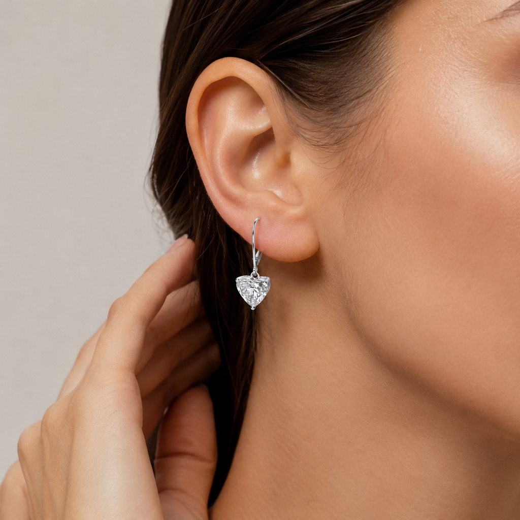 2 Ct. Lab Grown Diamond Heart Cut Drop Dangle Earrings (VS-EF)