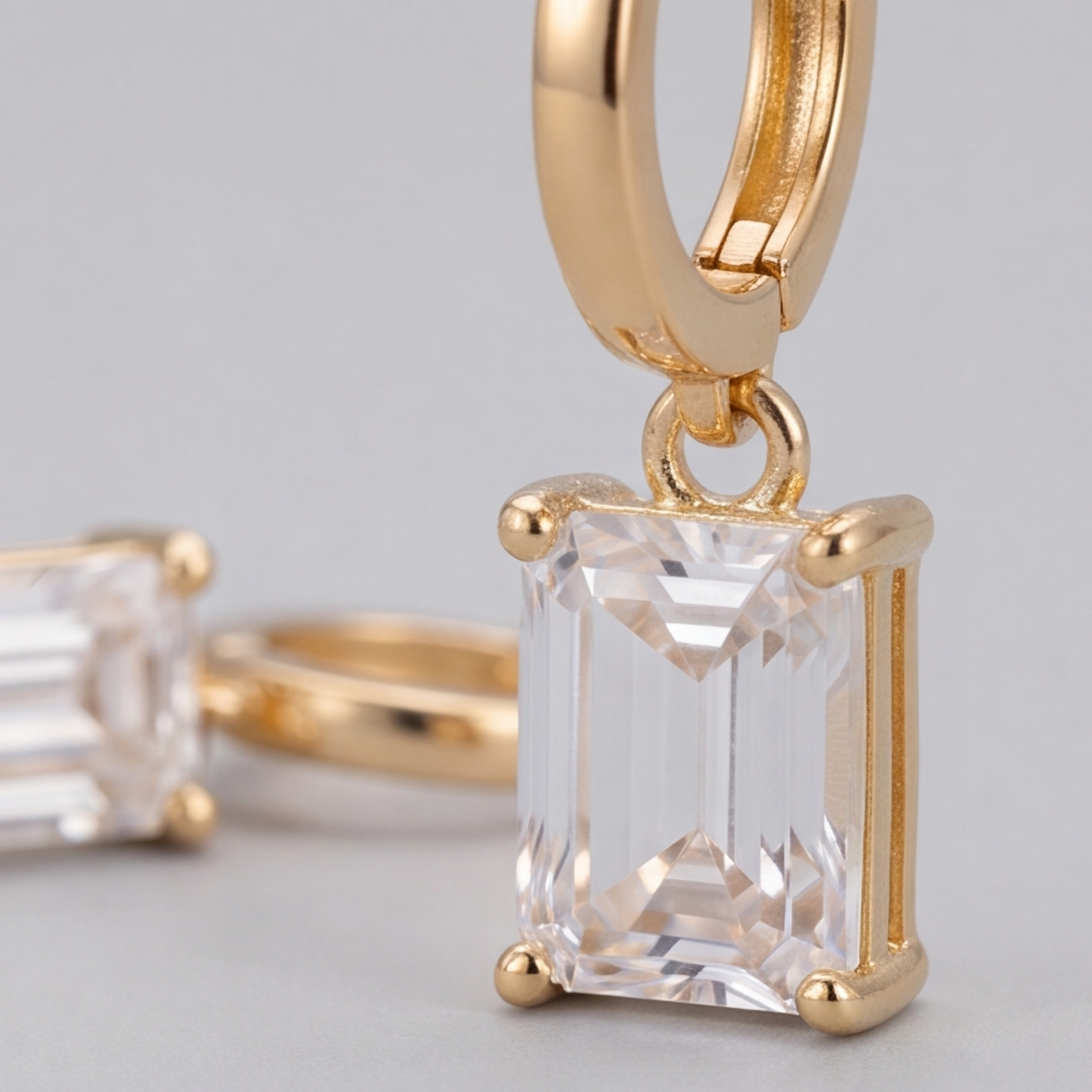 2 Ct. Emerald Cut Lab Grown Diamond Dangle Earring (VS-EF)