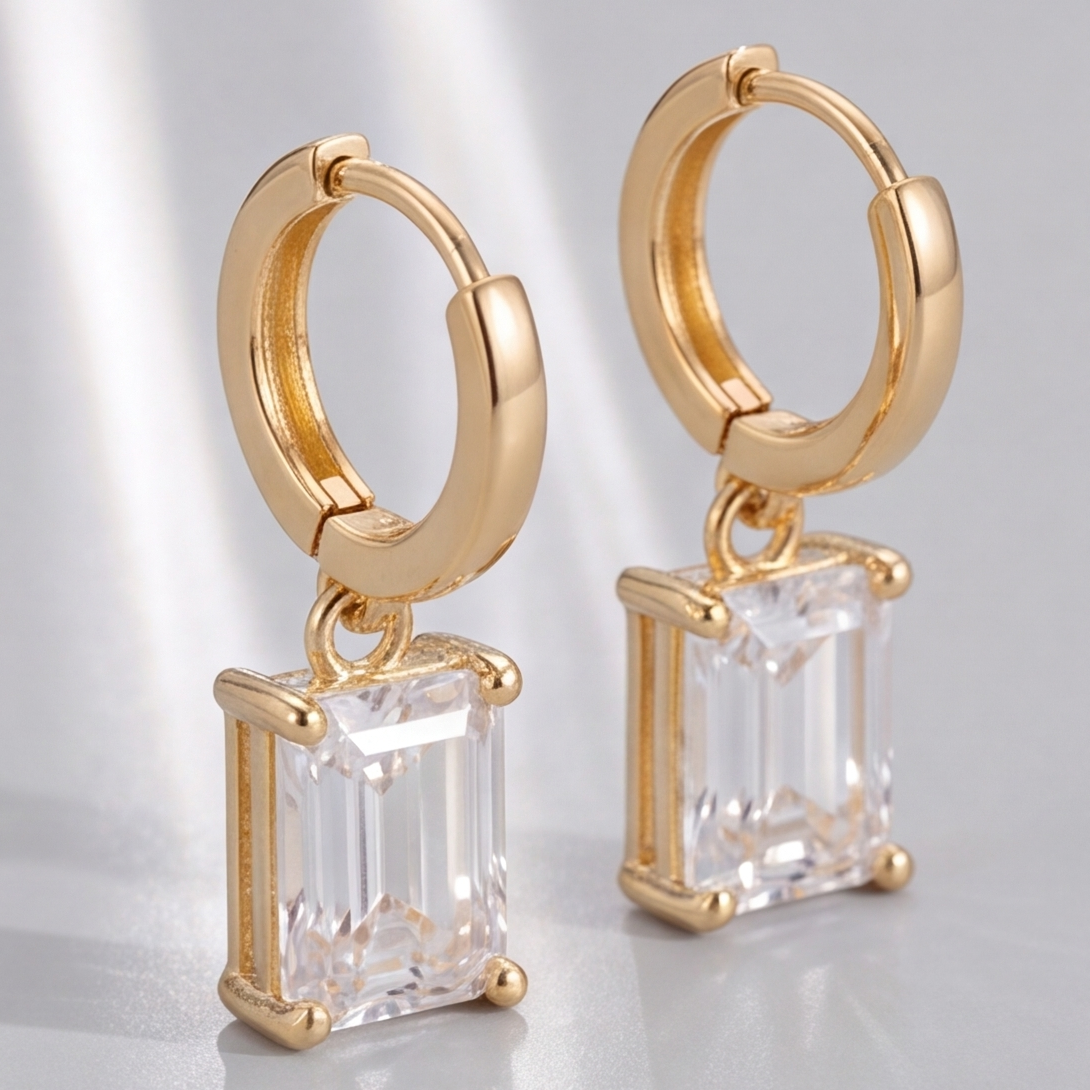 2 Ct. Emerald Cut Lab Grown Diamond Dangle Earring (VS-EF)